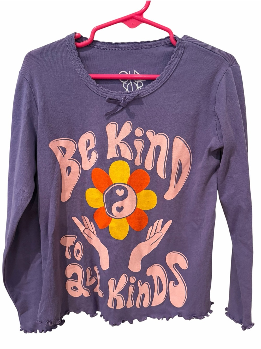 Chaser Purple Be Kind To All Kinds Graphic Long Sleeve Top Girls Size 6 NWT